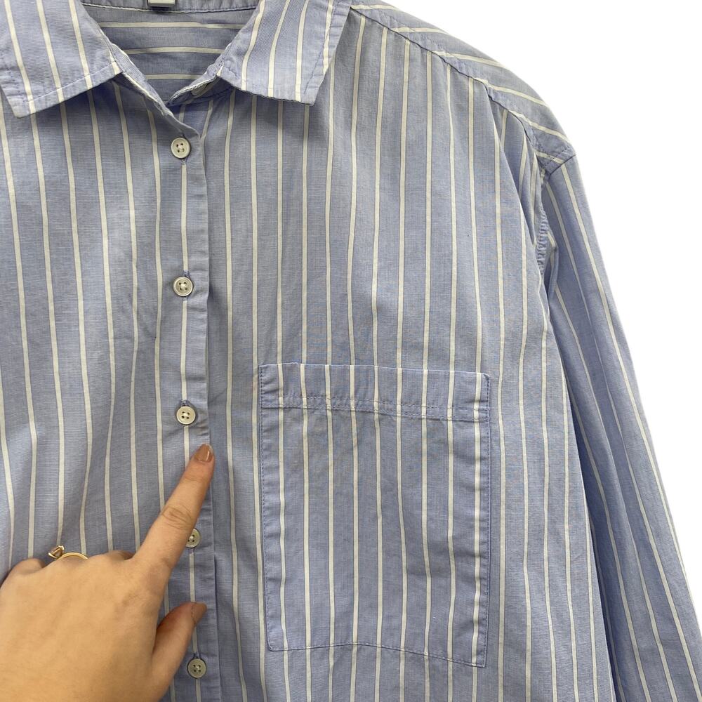 AYR L 100% cotton deep end blue pinstriped button down - Picture 3 of 7